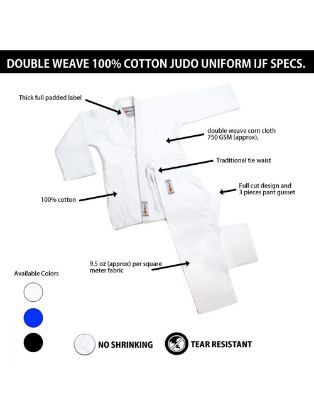 Picture of JUDO UNIFORM DOUBLE WEAVES NEW IJF SPECS WHITE