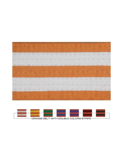 Picture of ORANGE BELT WITH COLORS DOUBLE STRIPES