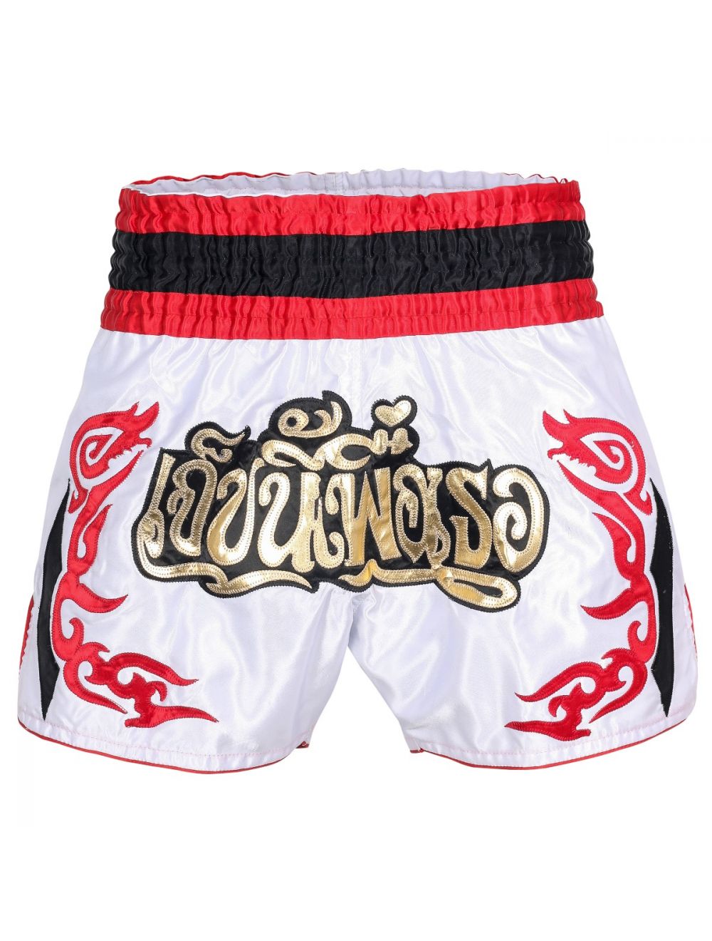 Muay Thai Kick Boxing Red-Black Color Shorts MMA Trunks Satin fabric,Size M-XXXL 